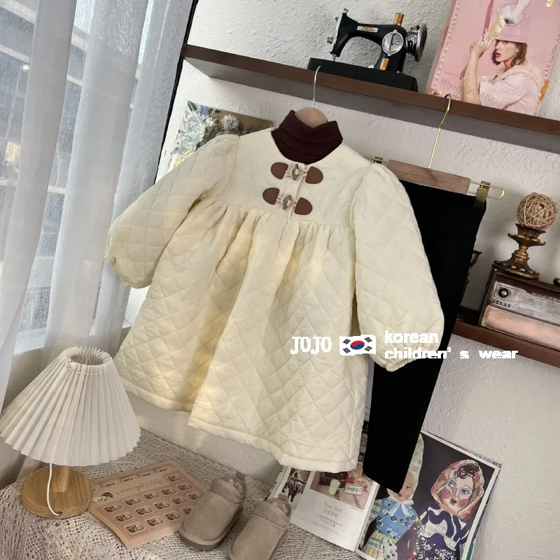 

Повседневные платья для девочек, детская одежда в Корейском стиле, Модная хлопковая Осенняя новинка, утепленная, в стиле принцессы