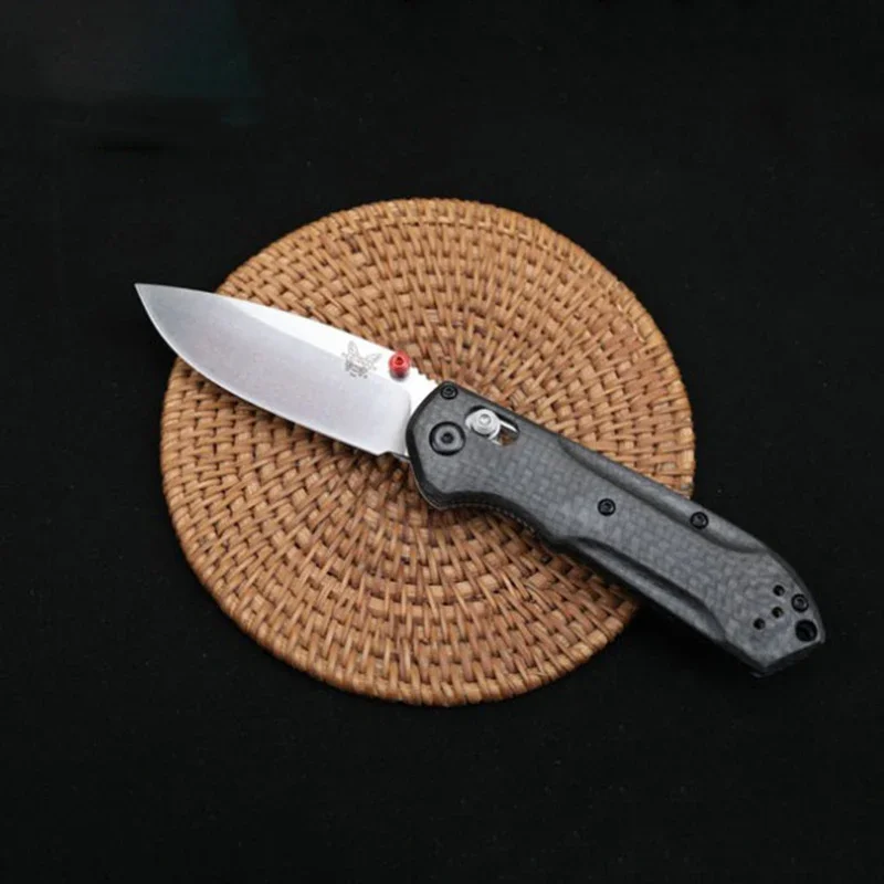 

Carbon Fiber Handle BENCHMADE 565 Folding Knife Outdoor Camping Safety Defense Pocket Knives Stone Washing Blade EDC Tool