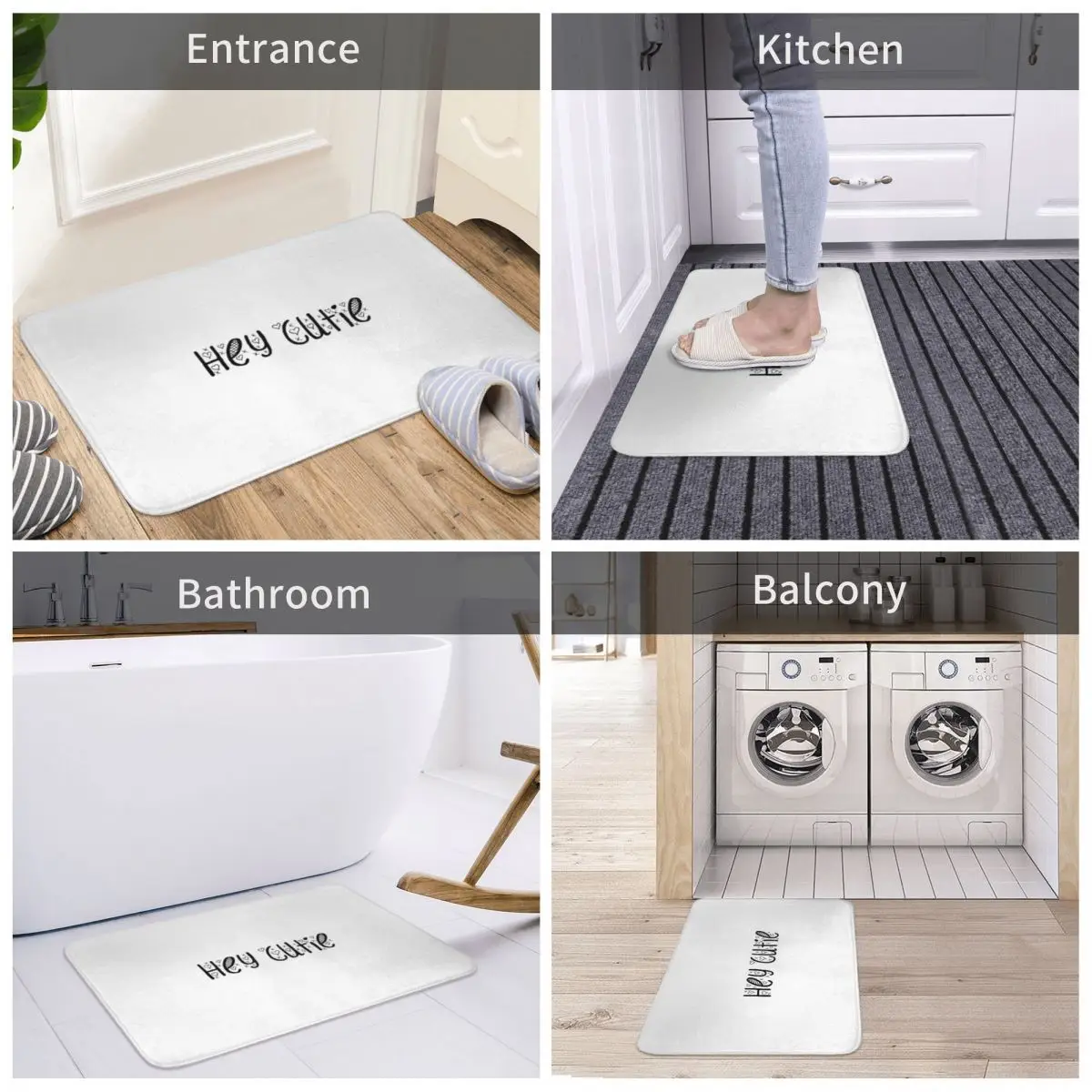 

Bath Mat Hey Cuties Decor 3D Rug Carpet Doormat Non-slip Entrance Living Room Home Kitchen Washable Bedroom Balcony