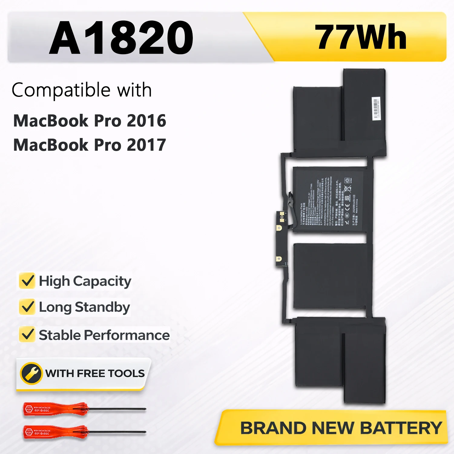 Фото Аккумулятор PowerHub A1820 для ноутбука, совместимый с APPLE MACBOOK PRO 15