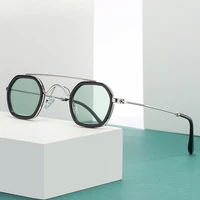 2021 new punk sunglasses mens double bridge small round frame sunglasses female trendy shades
