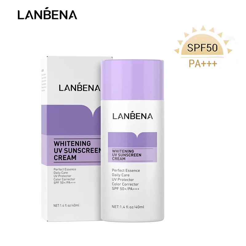 

LANBENA Purple Whitening Uv Sunscreen Cream SPF50+ Face Sunblock Body Sun Protection Solar Lotion Moisturizing Daily Care