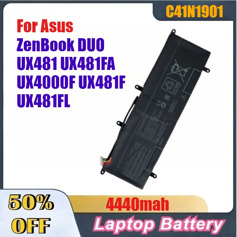 Фото Высокопроизводительные аккумуляторы для ноутбуков 4440 мАч C41N1901 для Asus ZenBook DUO UX481 UX481FA UX4000F UX481F UX481FL №1