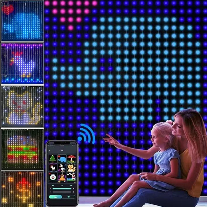 

Гирлянда-занавеска, RGB, программируемая, с Bluetooth