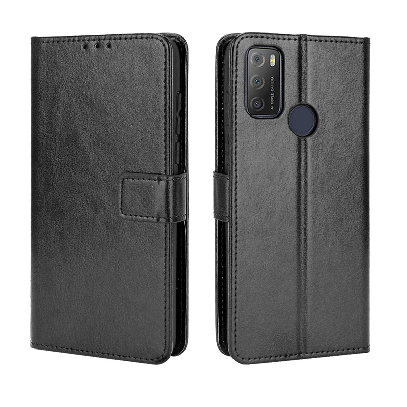

Plain Leather Case For Alcatel 1B 2022 Wallet Case For Alcatel 1SE Light SP 1V 3X Plus 1L Pro 3C 3L Axel 1A B 1S 2021 Flip Cover