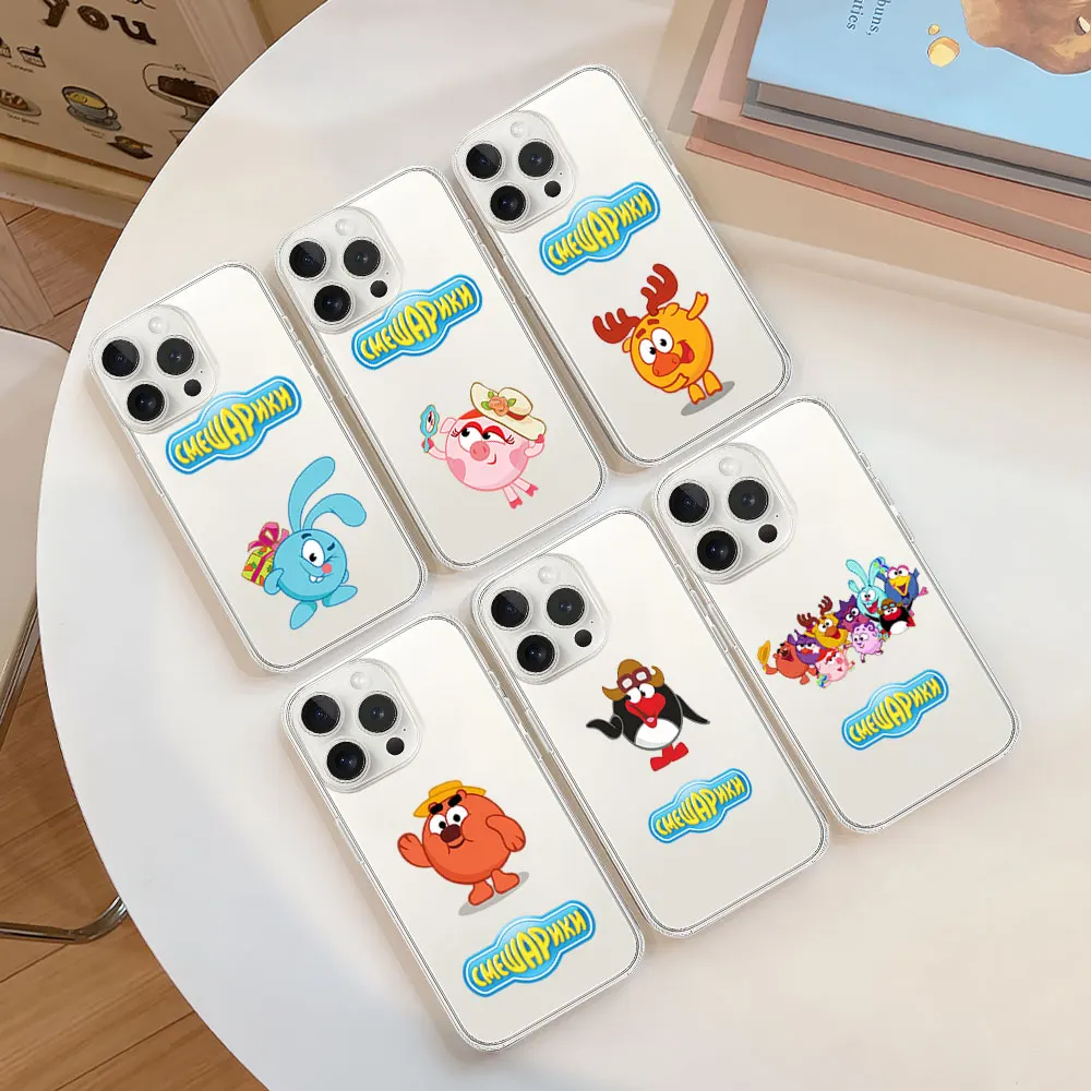 Милый мультяшный чехол для телефона Kikoriki iPhone 11 12 13 14 15 16 Max Pro Plus прозрачный мягкий