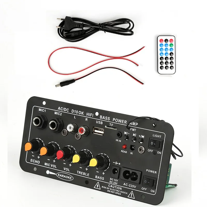 

Плата цифрового стереоусилителя с поддержкой Bluetooth, ЕС/США, сабвуфер, двойной микрофон, усилители для караоке, автомобильный домашний усилитель для колонок 8-12 дюймов