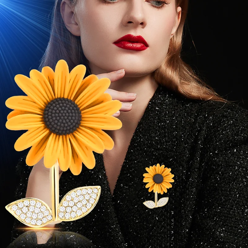 

Креативные и Милые Броши в виде подсолнуха, модные дизайнерские аксессуары для одежды, булавки, свадебные подарки, Женская Брошь