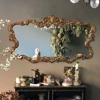 Round Decorative Wall Mirror Nordic Glass Vintage Aesthetic Makeup Large Mirror for Bedroom Bathroom Deco Salon Room Decor