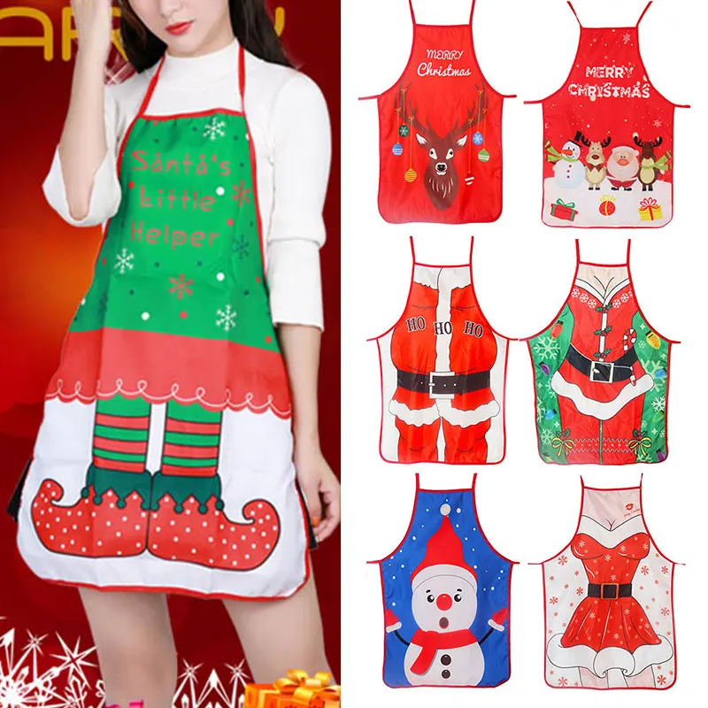 

Фартук Санта Клауса, нагрудник шеф-повара, рождественский подарок, домашний Рождественский Декор, кухонные принадлежности, с Новым годом, в...