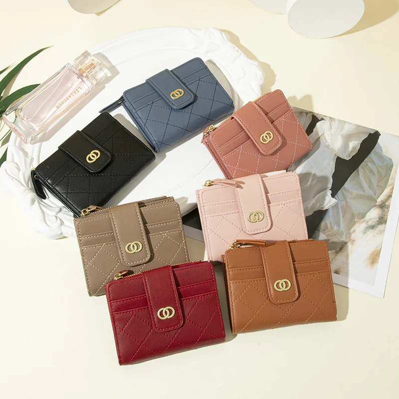 Wallet women's short 2022 new Korean buckle women's wallet multi card position student style zero wallet zipper card bag