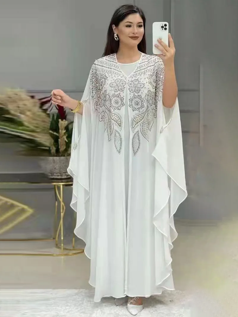Abayas for Women Dubai Luxury 2023 Chiffon Boubou Muslim Modest Dress Caftan Marocain Wedding Party Occasions Djellaba Femme