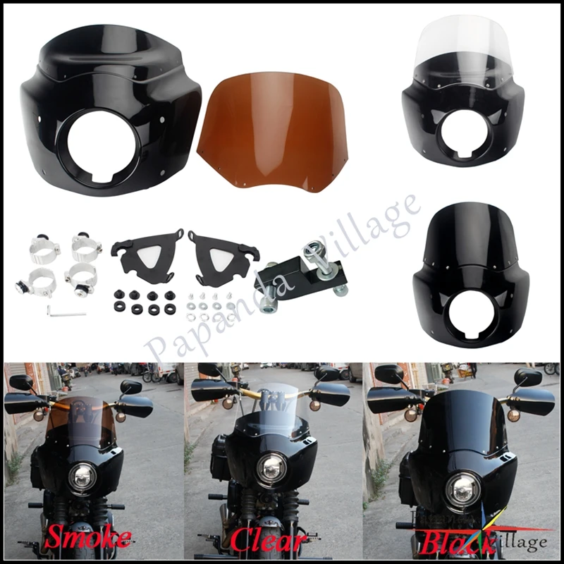 

Передняя обтекатель в мотоциклетном клубном стиле с 11-дюймовым крепежным зажимом для ветрового стекла Harley Dyna Wide Glide FXD FXDW FXDB FXDL FXDC