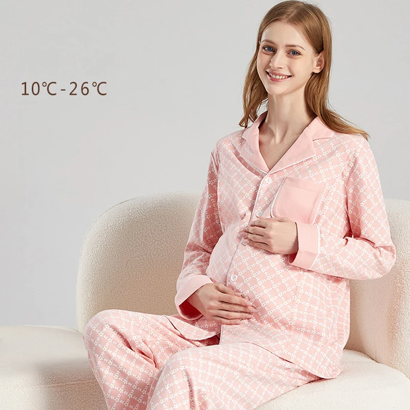 Maternity Pyjamas Hospital Breast-feeding Pregnancy Pijama Lactancia Nursing Lounge Suit Puerperium enlarge