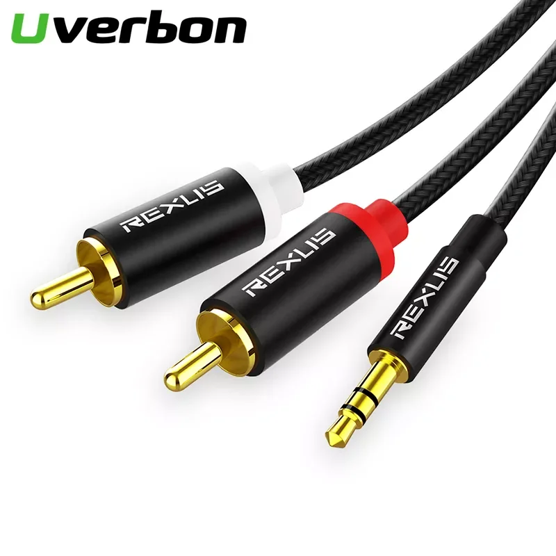 

to 2RCA Aux Cable Stereo 3.5 Jack RCA Audio Splitter Cable for Mp3 Smartphone TV DVD Amplifiers Audio Home Theater Cable