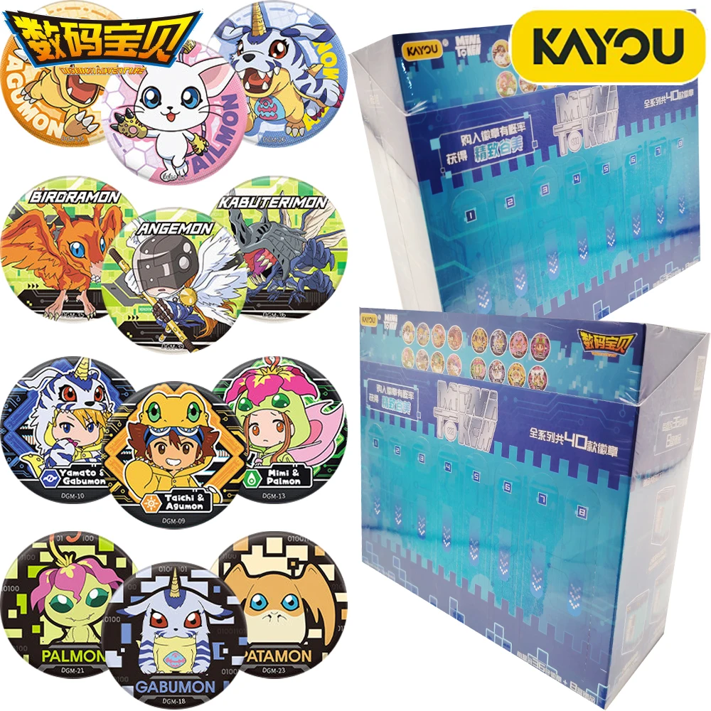 Фото Официальный круглый значок Kayou Digital Monster с изображением мультяшных персонажей для детей, милый аниме-аксессуар, брошь, подвеска, подарок. №1