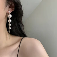 korean pearl love tassel earrings ladies long versatile s925 silver stud earrings exquisite elegant fashion stud earrings