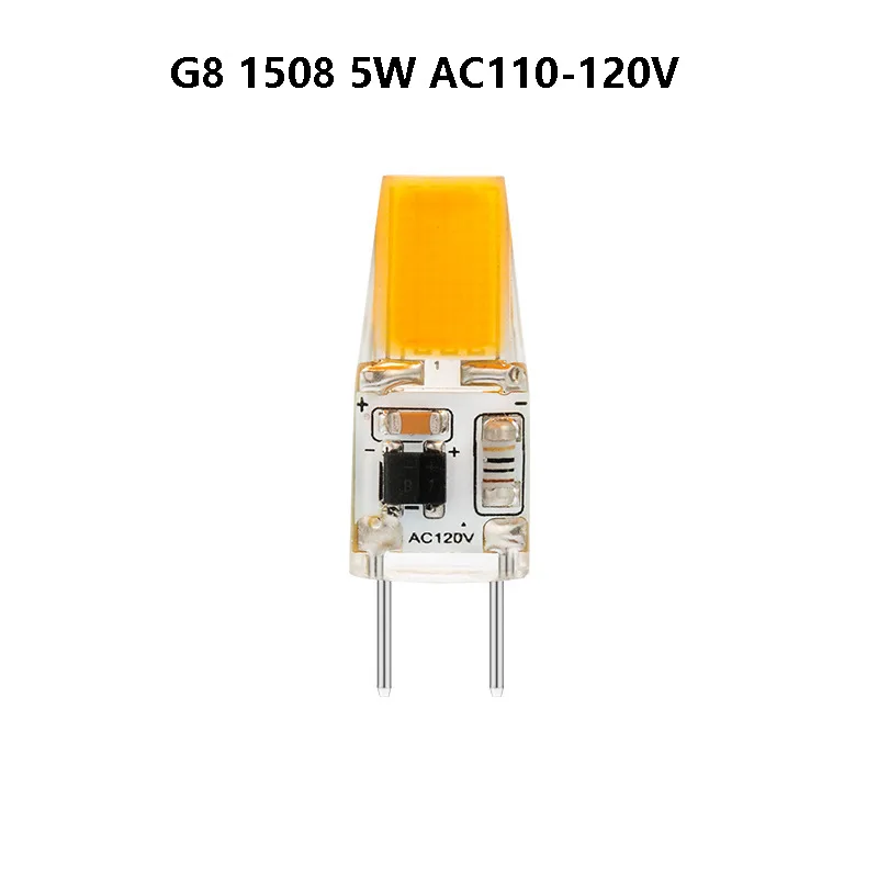 Светодиодная лампочка G4 GY6.35 G8 естественный белый свет 4000 к 5 Вт переменного тока 12