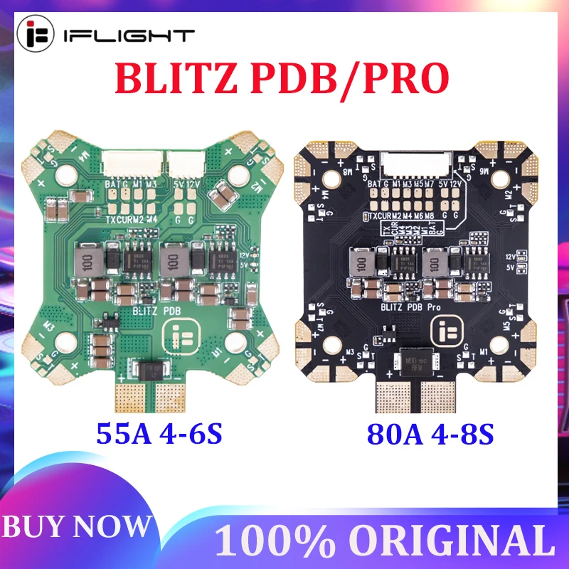 IFlight BLITZ PDB Pro Поддержка 80A 4-8S / 55A 4-6S LIPO Вход 5 В 3A/12 2A Двойная распределительная плата
