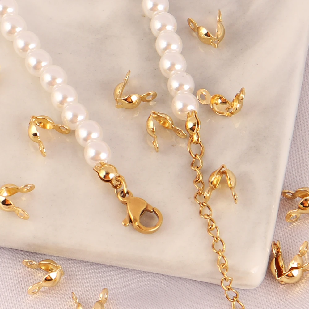 100 шт. коннектор из нержавеющей стали с бусинами для рукоделия аксессуары