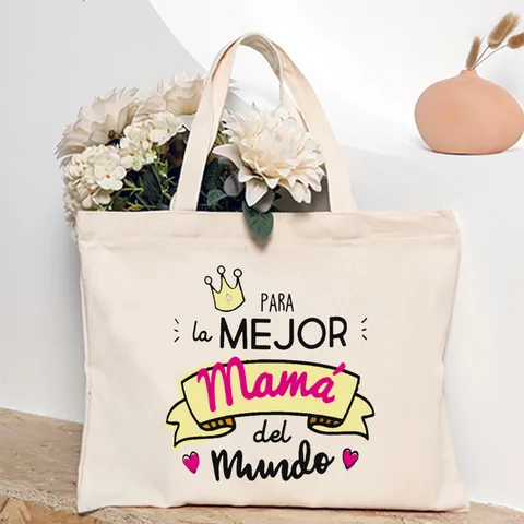 Женская сумка через плечо с принтом «У меня лучшая мама в мире», холщовая сумка-тоут, женские сумки для покупок, подарки на день матери, день рождения для мамы