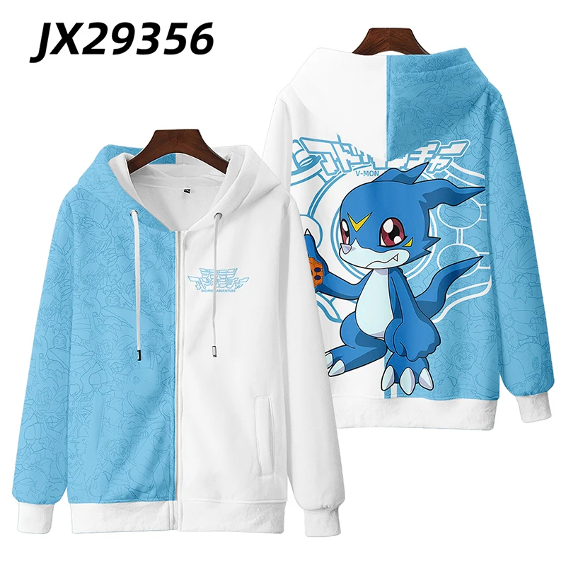 Аниме Digimon Приключения V-Mon 3D печать оверсайз на молнии для женщин/мужчин