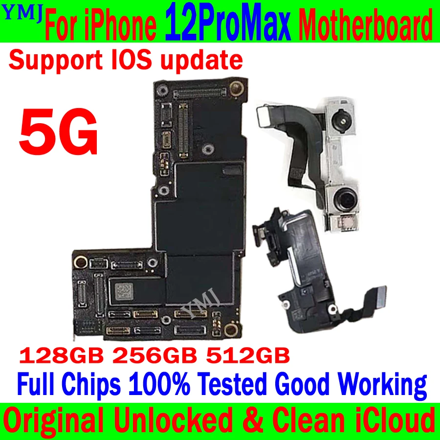 

Support IOS Update For IPhone 12 PRO MAX Motherboard 128GB 256GB 512G With/No Face ID 100% Tested Logic Board Original Unlocked
