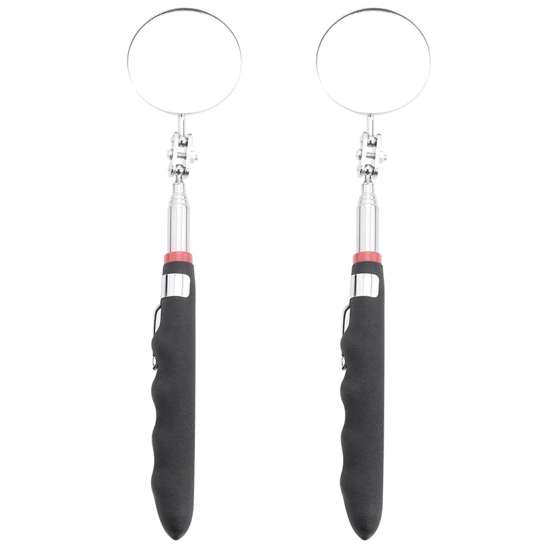 

2-Pack Round 2-Inch Telescoping Inspection Mirror,Extends Up To 24.5 Inches,Black