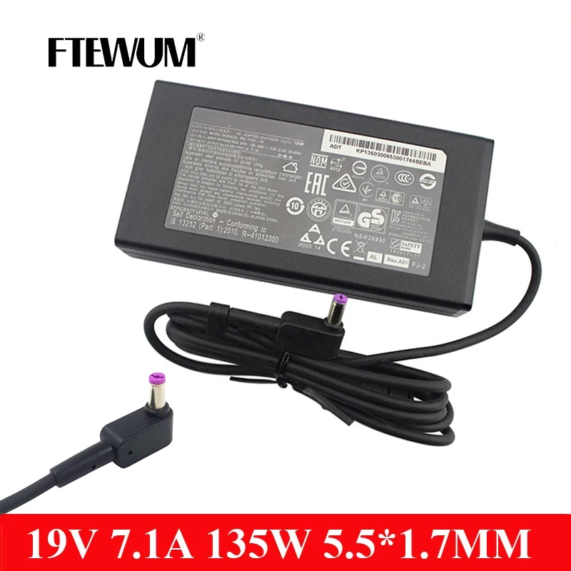 Фото Оригинальное зарядное устройство для ноутбука 19V 7.1A 135W, адаптер переменного тока для ACER Aspire np515-52 VN7-792G-59CL pa-1131-16 ADP-135KB VX5 V17 Nitro5 №1