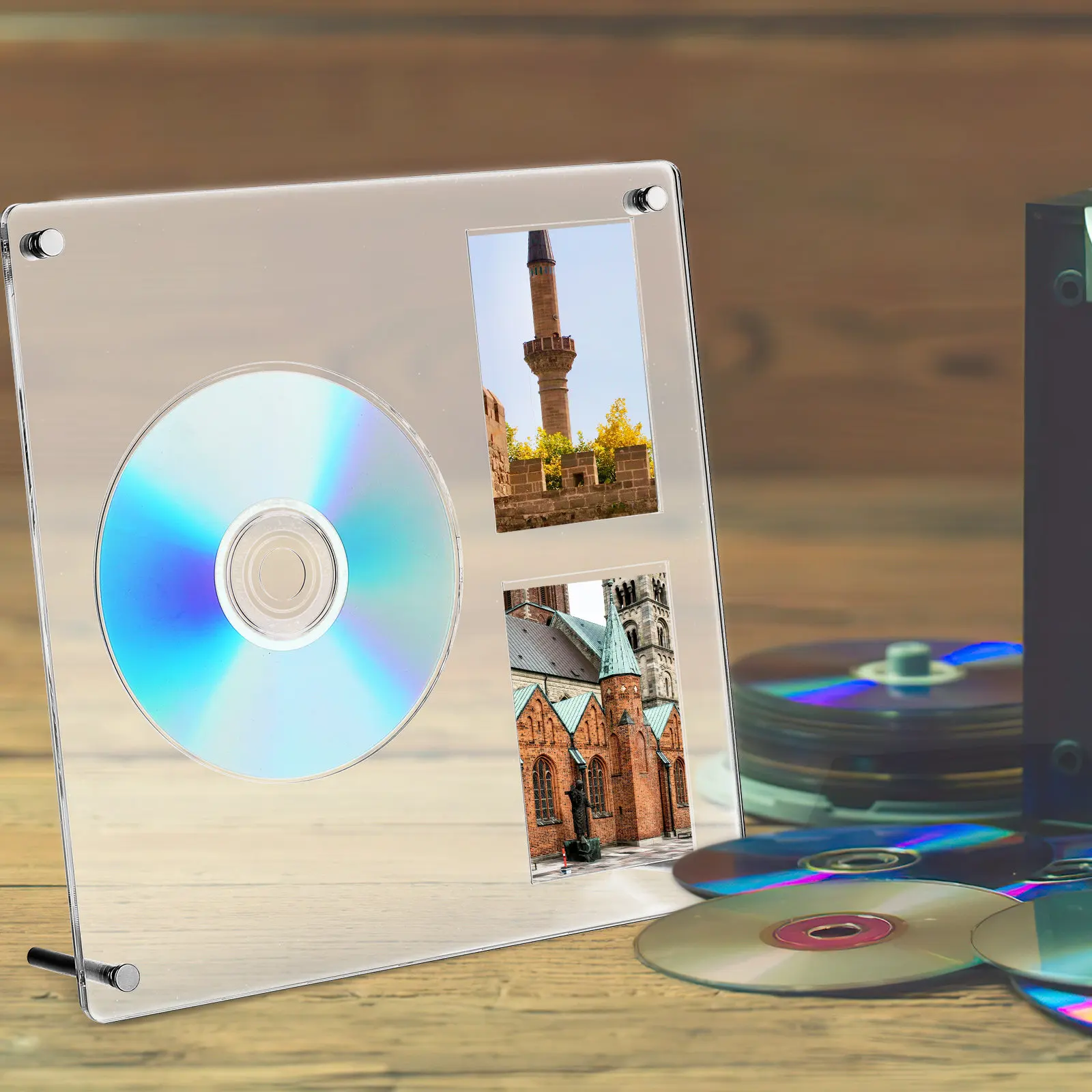 Фото Подставка для CD-дисков и фотокарточек K-pop, акриловая прозрачная компактная настольная полка-держатель, многофункциональная, прочная, элегантная. №1