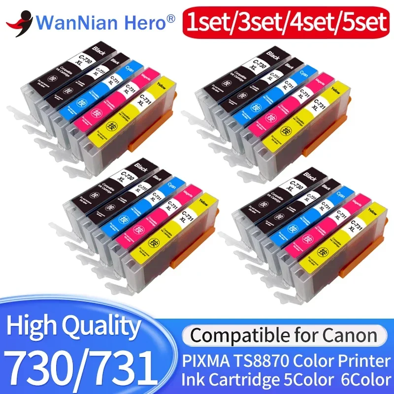 Чернильный картридж PGI-730 CLI-731 совместимый с принтером PIXMA TS8870 цветные чернила для