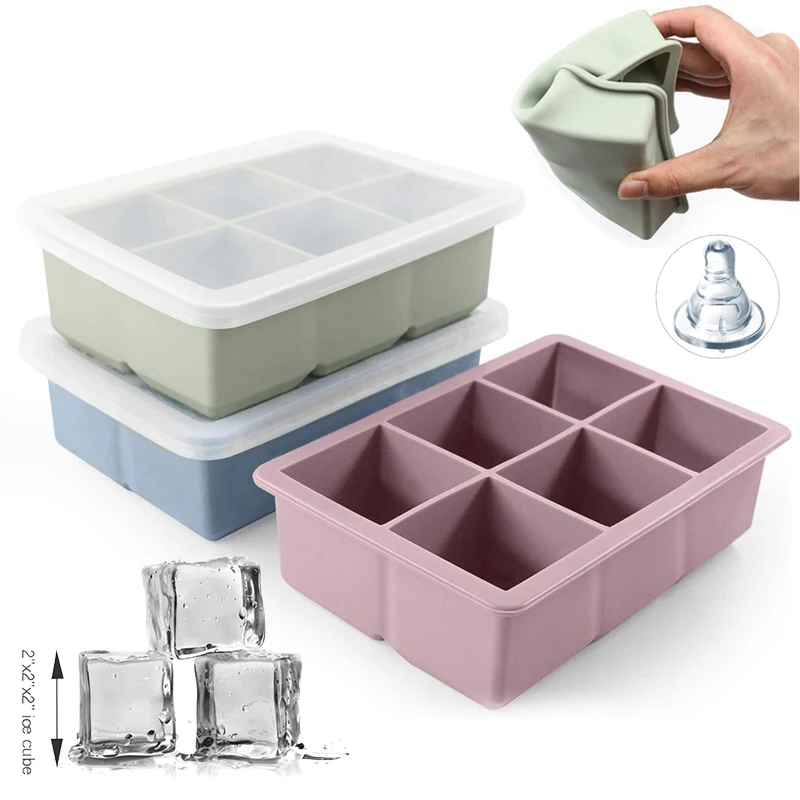

Ice Cube Mold Silicone Square Shape 2inch Large Size Ice Cube Tray Bpa Free Stackable Flexible Safe Big Ice Cube Mould Kitchen