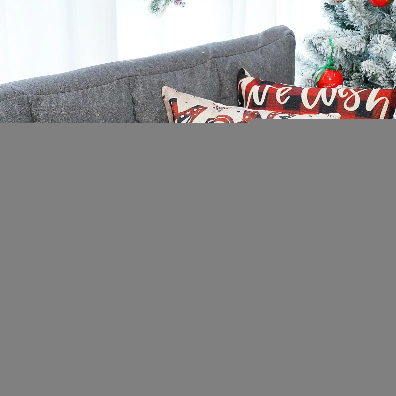 

Рождественская льняная наволочка с красным мультяшным рисунком, украшение для дома, чехол для подушки, подходит для детской наволочки 18*18 I ...