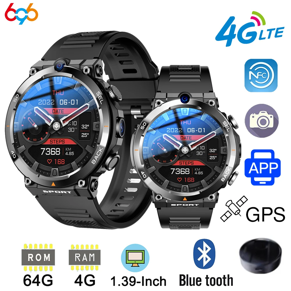 Смарт-часы с двойной камерой GPS 4G Wi-Fi