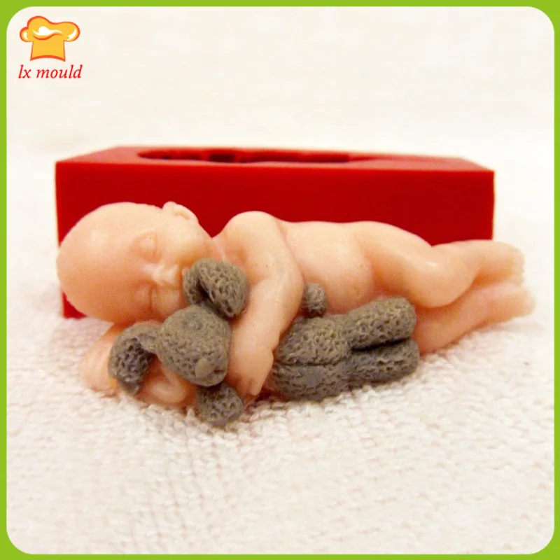 

Handmade Soap Molds Baby With Bear Doll Mold Silicone Chocolate Cake Baking Moulds
