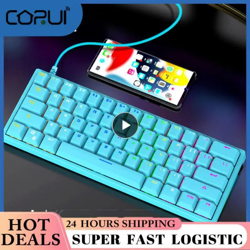 

G101 Backlit Blue Axis Desktop Notebook Gaming Keyboard Portable Gaming Keyboards New 61-key Gaming Accessories Usb Blue Axis