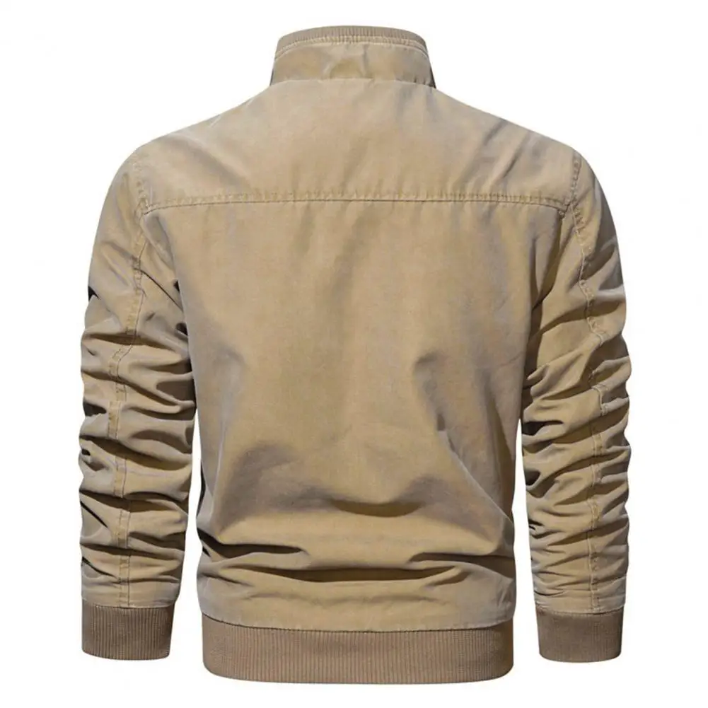 

Bomber Coat Stylish Super Soft Ribbed Cuffs Fine Stitching Pockets Windbreaker for Daily Wear Men Coat Men Jacket