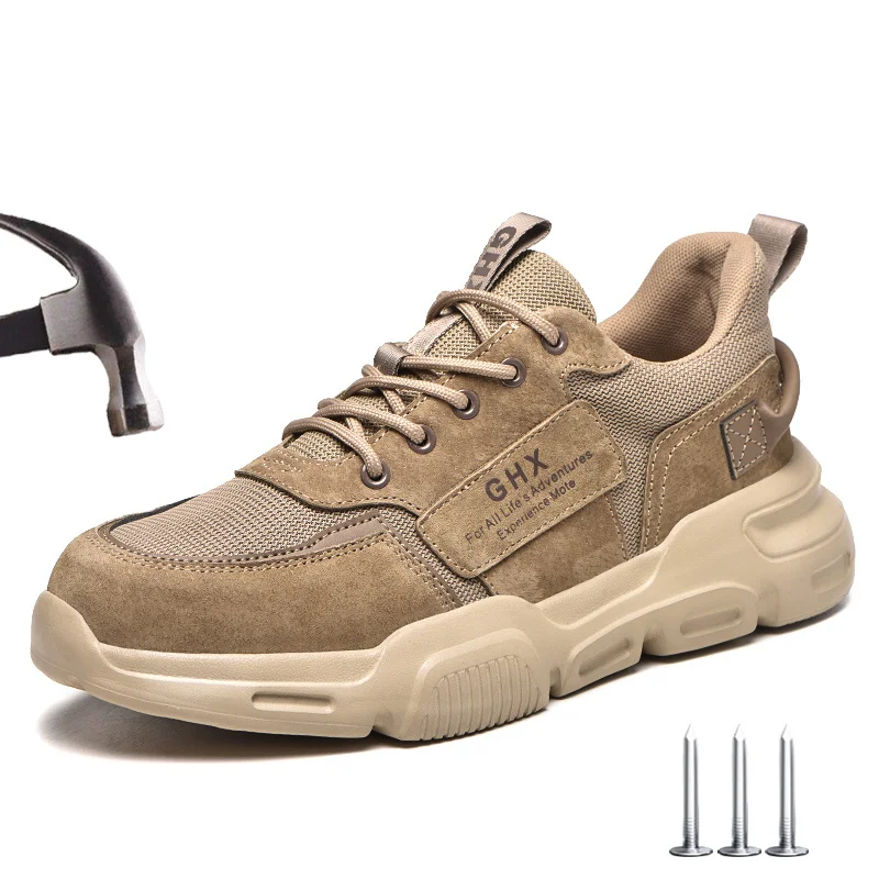 

Work Safety Shoes Men Steel Toe Anti-puncture Indestructible Lightweight Breathable Safety Boots Kevlar Insole Work Sneakers