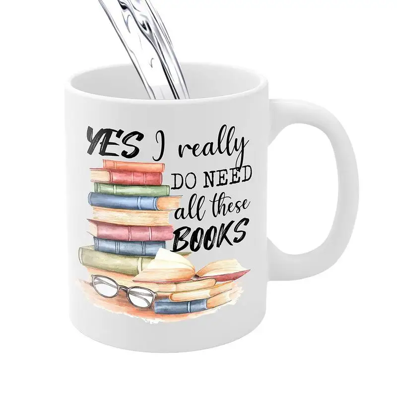 

Bookworm Cup Interesting Book Fan Cup 350ml Book Lover Coffee Cup Yes I Really Do Need All These Books Ceramic Present For Book
