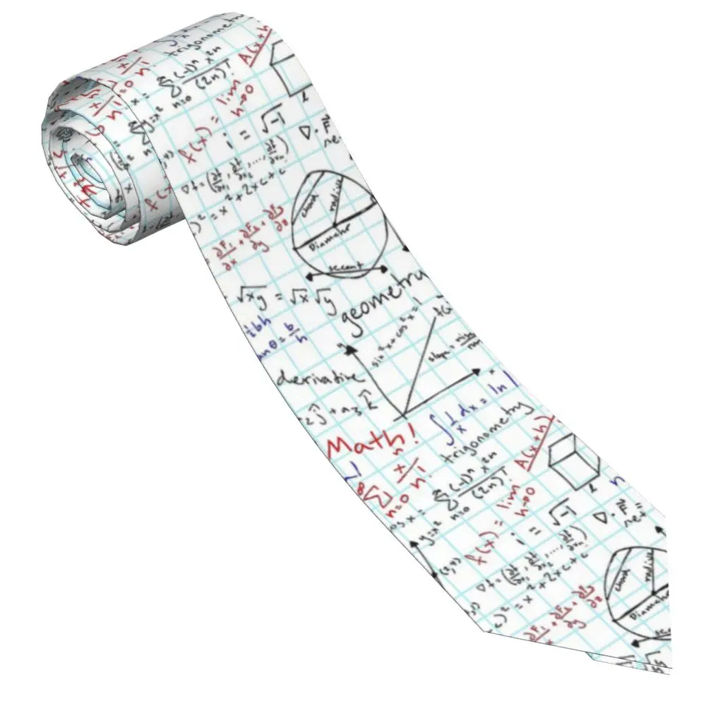 Мужские и женские галстуки для домашнего задания по математике, тонкие, из полиэстера, 8 см, классический подарок учителю, галстуки на шею для рубашки, аксессуары для свадьбы