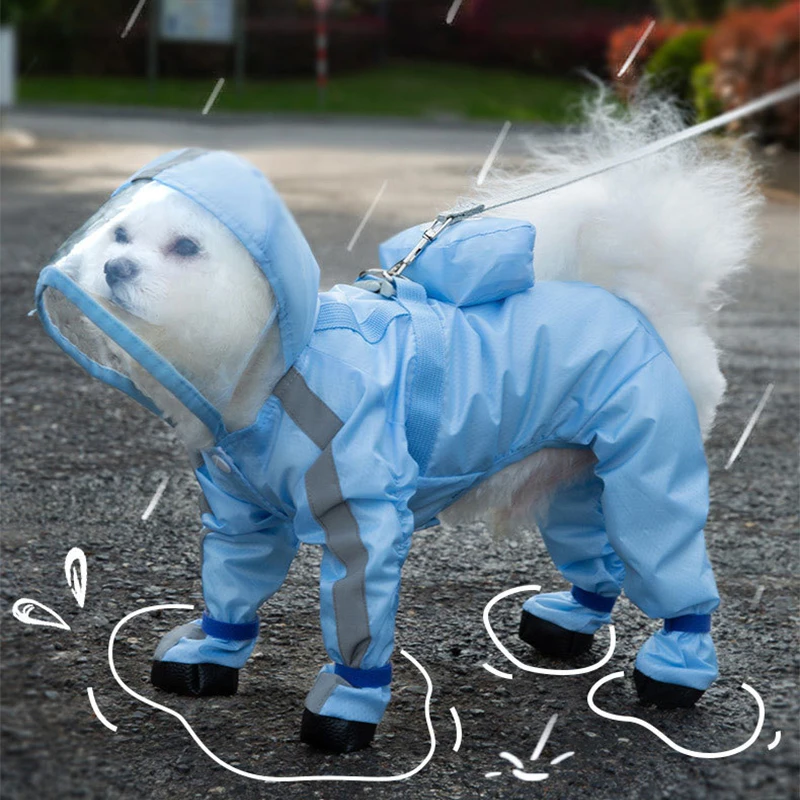 

New XS-2XL Pet Dog Raincoat Hooded Jumpsuit Waterproof Dog Jacket Outdoor Reflective Dogs Rain Coat Water Resistant Dog Clothes