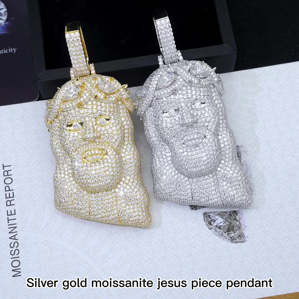 Big Jesus Pendant Moissanite Necklaces For Women Men Real Diamonds S925 Silver Jewelry Pass Tester With GRA