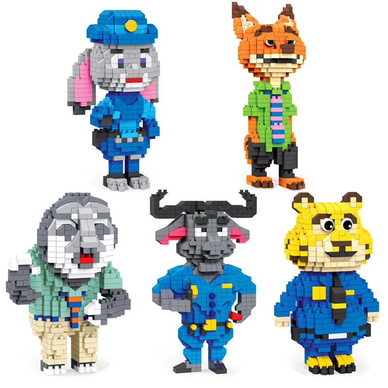 

Disney Zootopia Mini Blocks Flash Nick Fox Judy Hopps Chief Bogo Figures Diamond Building Bricks Toys For Children Gift