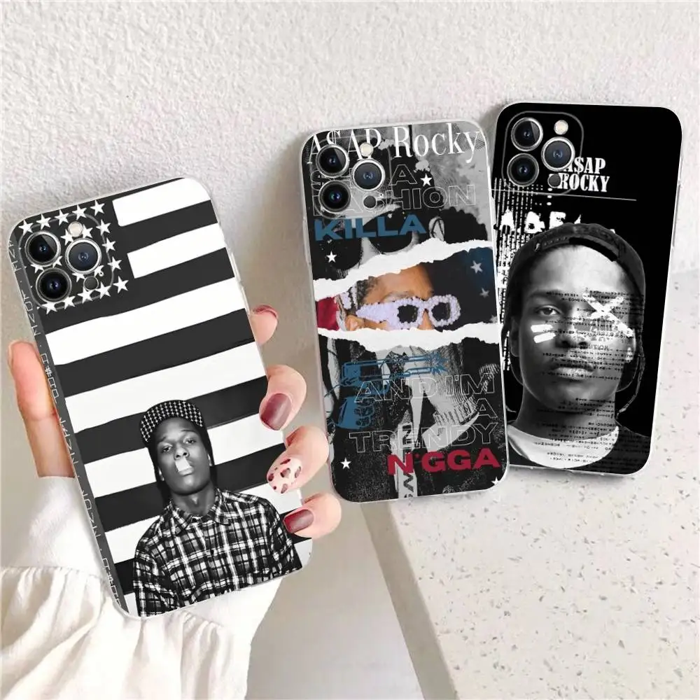 Фото Чехол для телефона с изображением рэпера A$AP Rocky в стиле хип-хоп для iPhone 11 13 16 12 17 14 15 Pro Max Plus, мягкая прозрачная задняя крышка (Coque) №2