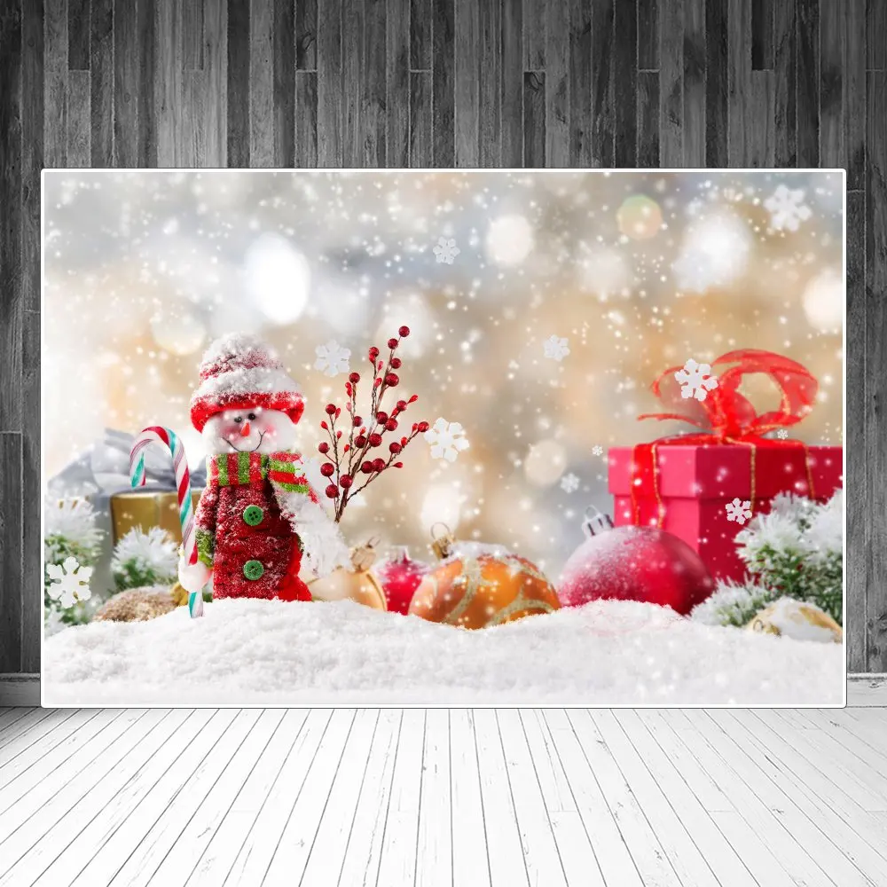 

Фотофоны с рождественскими шарами подарками снеговиком снежинкой оформлением на заказ