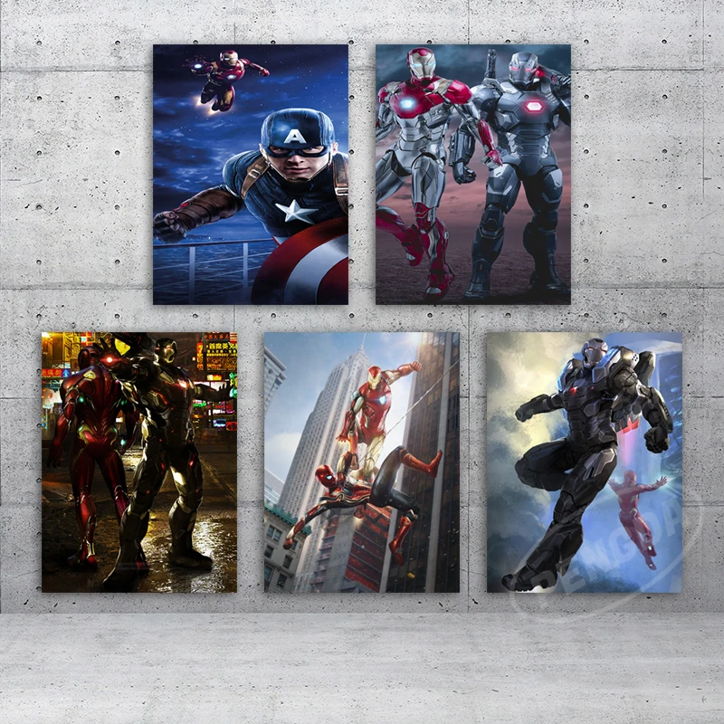 

Spiderman Poster Wall Art Home Decor Iron Man Prints The Avengers Modular Pictures Marvel Science Fiction Movie Canvas Paintings