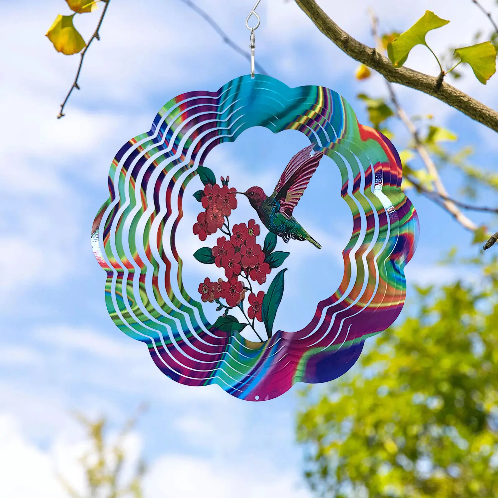 

Wind Spinner Mirror Colorful Stainless Steel 12 Inch 3D Rotating Wind Chime For Both Outdoor Garden And Indoor Ornaments 2022