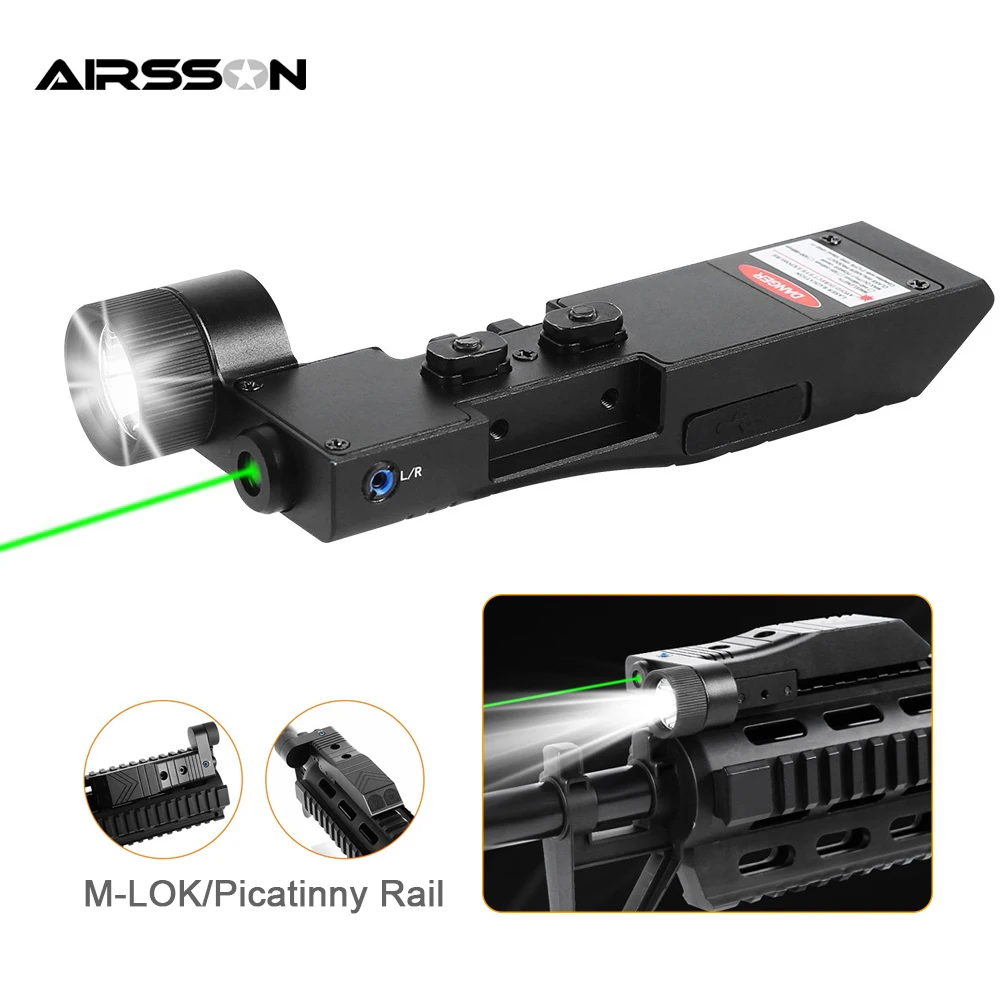 

800 Lumens Gun Light Laser Combo Rechargeable Low-Profile Weapon Light Green Laser Sight Compatible with M-Lok Picatinny Rail