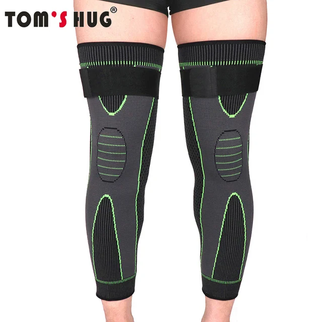 1 Pcs Compression Knee Pads Support Lengthen Stripe Sport Sleeve Protector Elastic Long Kneepad Brace Volleyball Running 4