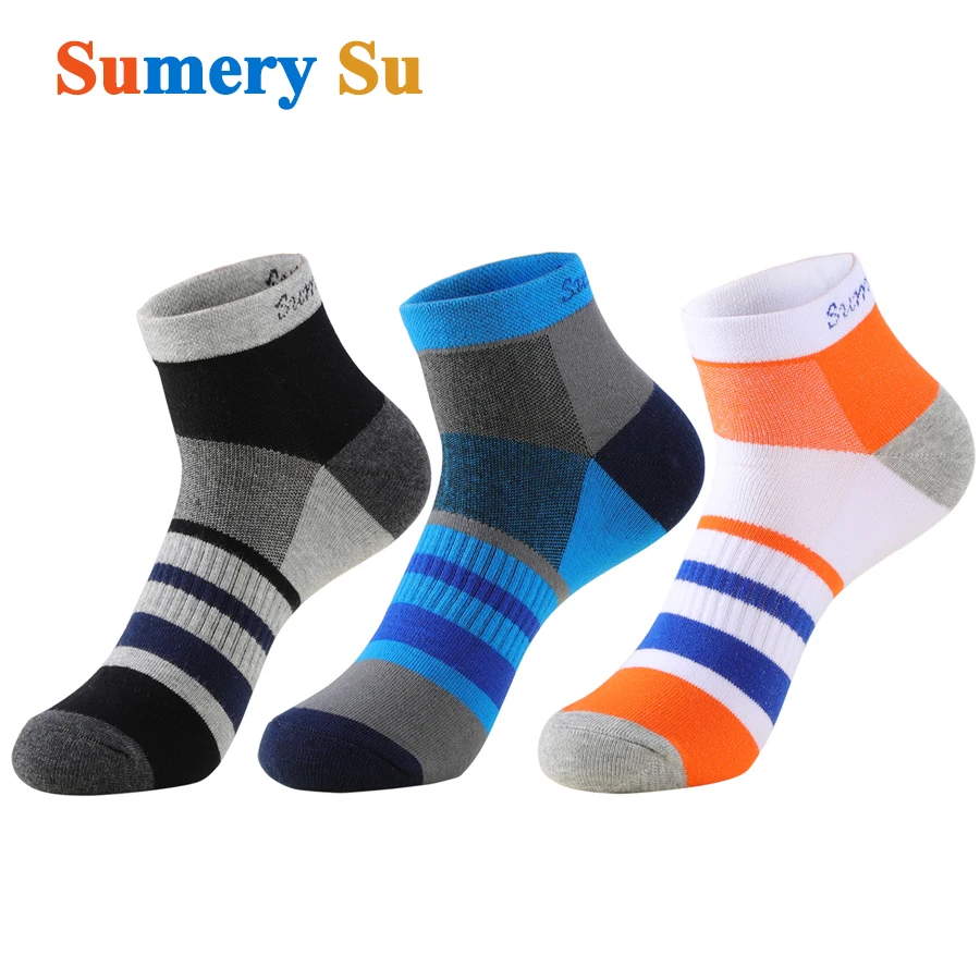 3 Pairs/Lot Running Socks Men Ankle Sports Cotton Outdoor Comfortable Travel Colorful Casual Short Medias Male Gift 5 Colors